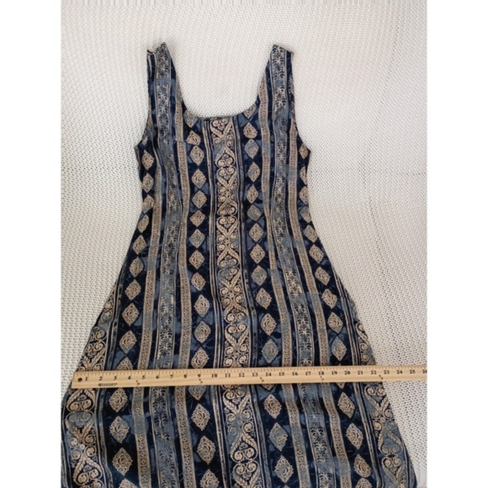 Marks & Spencer Vintage Maxi Dress Blue Paisley Boho Effortless Sleeveless M - Picture 15 of 16